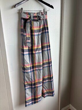NWT 7th Avenue Design Studio Plaid Palazzo Pants 0P